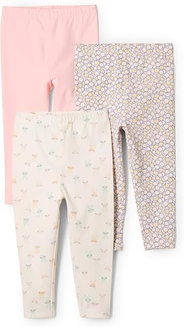 Unisex Toddler Leggings Pack of 3 with Bunny and Tree Designs