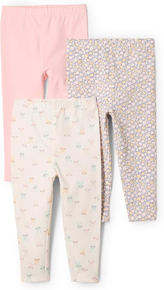 Unisex Toddler Leggings Pack of 3 with Bunny and Tree Designs