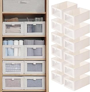 12 Foldable Linen Closet Storage Bins with Clear Windows