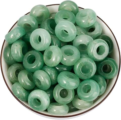30 Green Aventurine Large Hole Beads for Jewelry Making