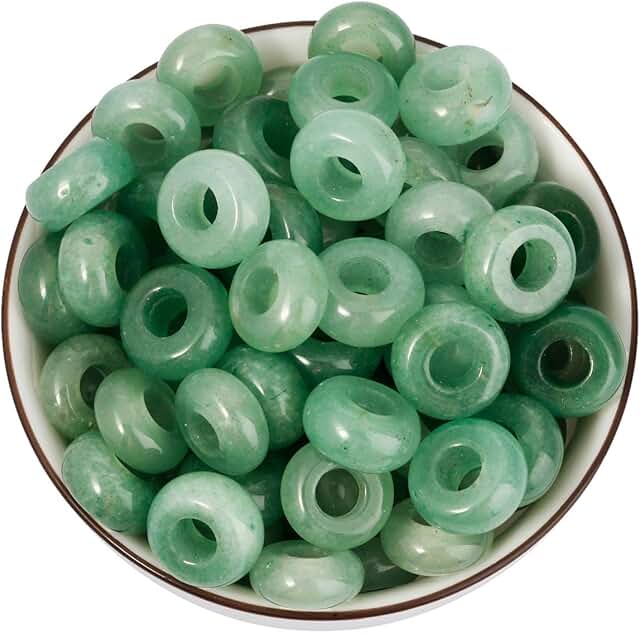 30 Green Aventurine Large Hole Beads for Jewelry Making