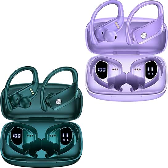 Wireless Sport Earbuds with LED Display and Mic