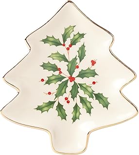 Festive Holiday Tree Plate, Porcelain, 5.75 Inch