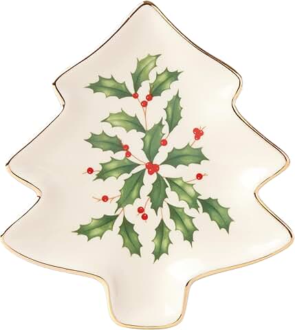 Festive Holiday Tree Plate, Porcelain, 5.75 Inch