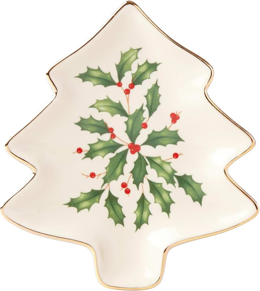 Festive Holiday Tree Plate, Porcelain, 5.75 Inch