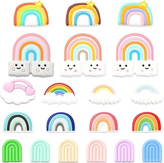 20 Pastel Rainbow Silicone Beads for Crafts and Jewelry