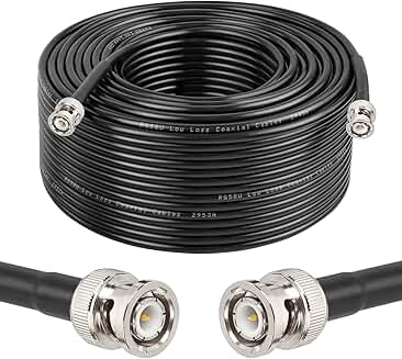 200ft 50 Ohm RG58 Coaxial Cable with BNC Connectors