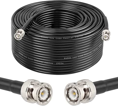 200ft 50 Ohm RG58 Coaxial Cable with BNC Connectors