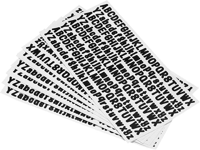 Black 0.5 Inch Letter Stickers for Organization, 208/Sheet