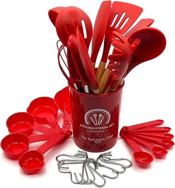 34-Piece Silicone Kitchen Utensil Set for Cooking and Baking