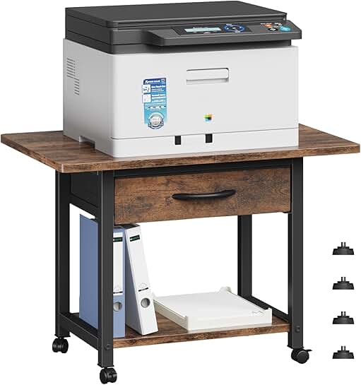 Large 2-Tier Printer Stand with Storage Drawer