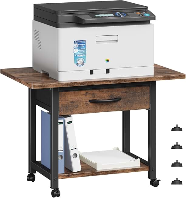Large 2-Tier Printer Stand with Storage Drawer