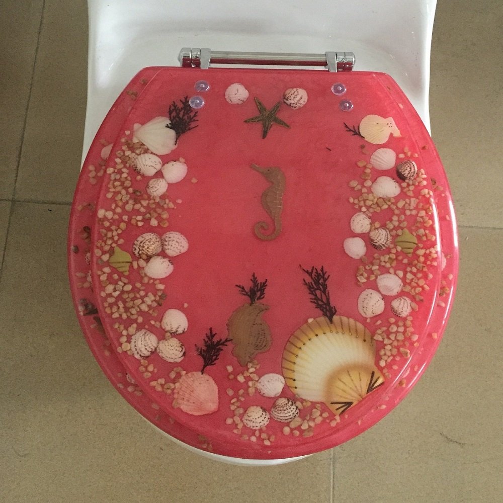 19" Rose Seahorse Polyresin Tet Seat, Elongated