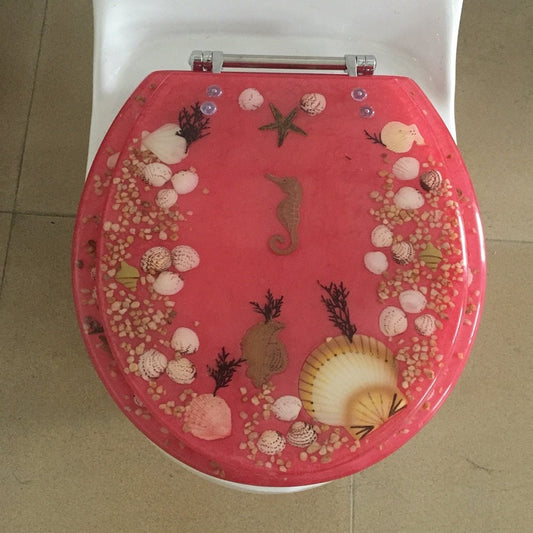 19" Rose Seahorse Polyresin Tet Seat, Elongated