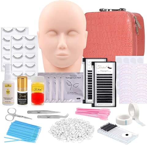 17-Piece Eyelash Extension Practice Kit with Mannequin Head