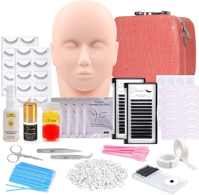 17-Piece Eyelash Extension Practice Kit with Mannequin Head