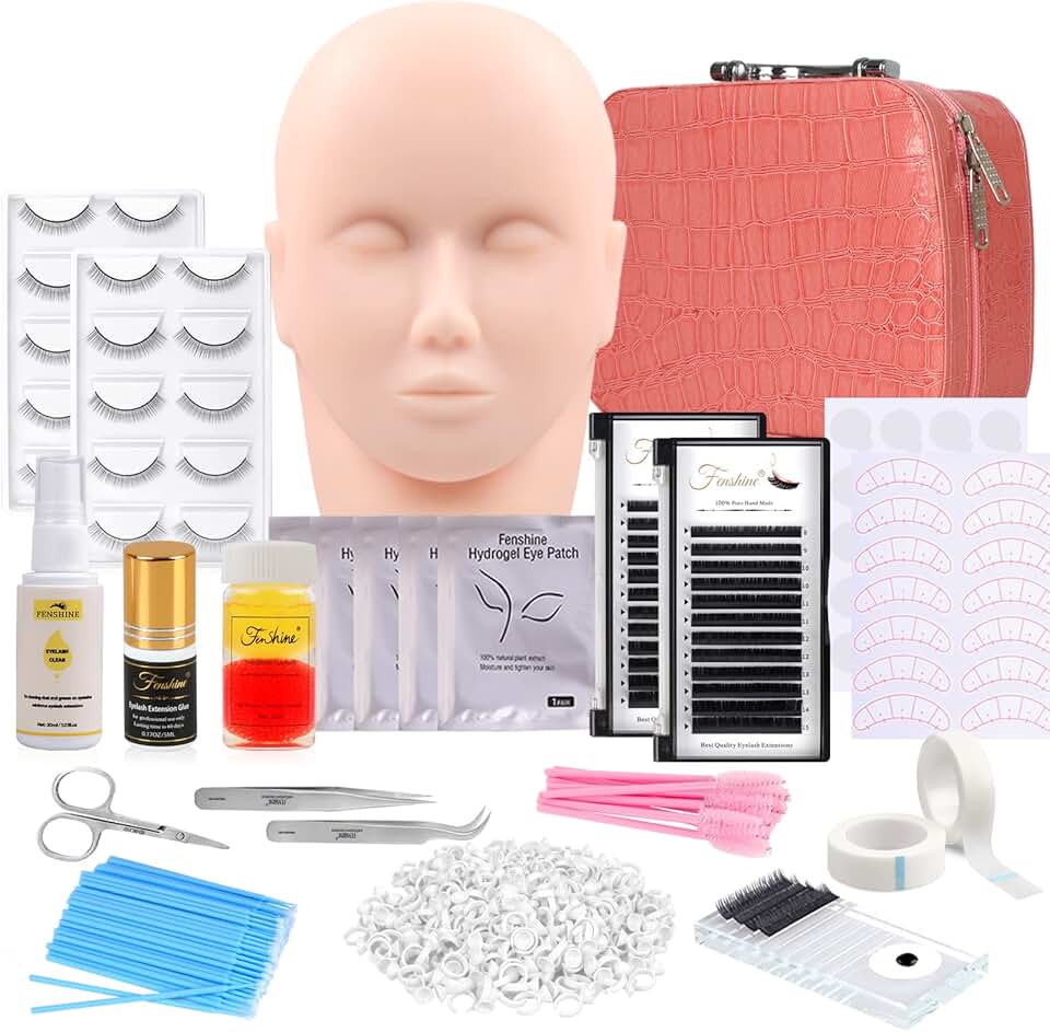 17-Piece Eyelash Extension Practice Kit with Mannequin Head