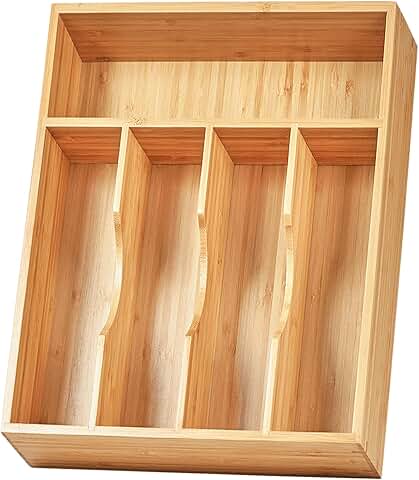 10-Inch Silverware Drawer Organizer with Non-Slip Feet