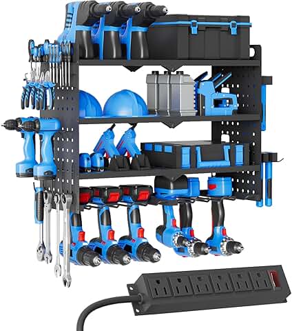 Wall Mount Power Tool Organizer with Charging Station