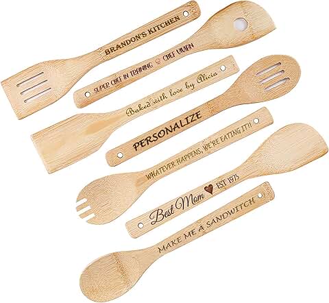 Personalized 7-Piece Wooden Kitchen Utensil Set