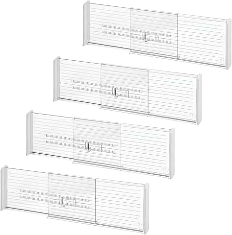Expandable plastic drawer dividers, set of 4