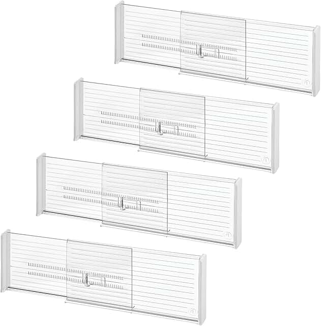 Expandable plastic drawer dividers, set of 4