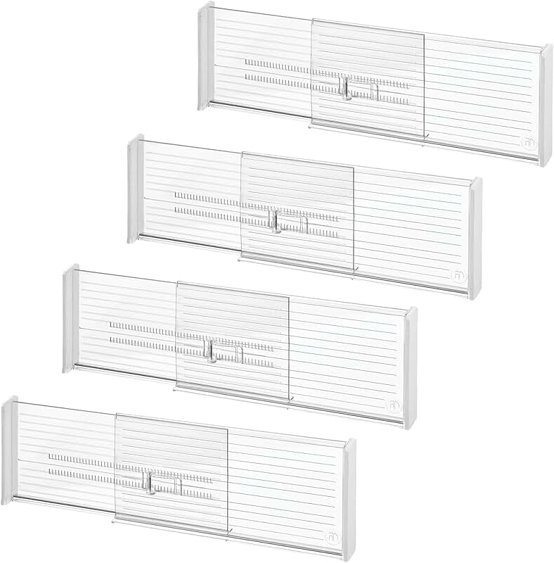 Expandable plastic drawer dividers, set of 4