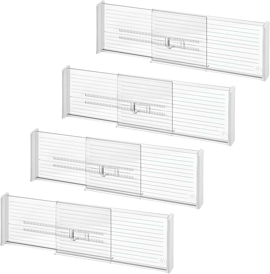Expandable plastic drawer dividers, set of 4