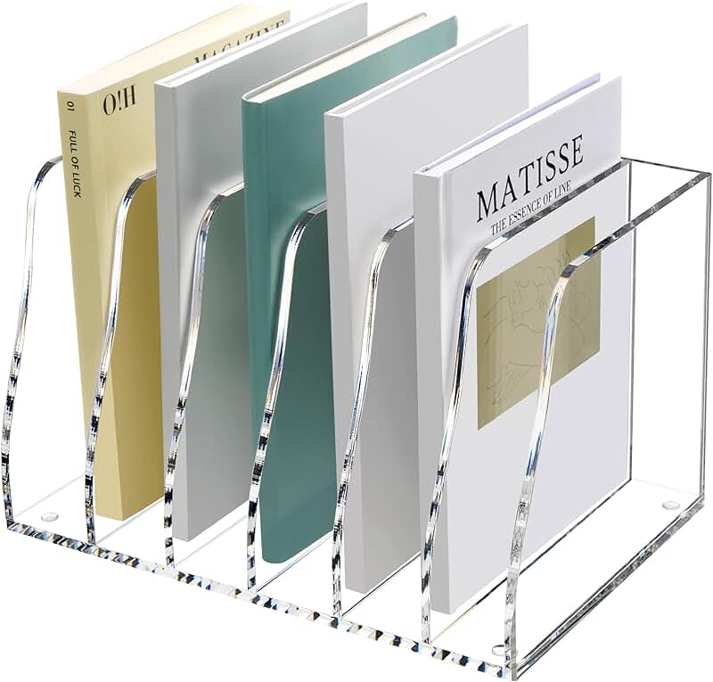 Acrylic Desk File Organizer with 6 Compartments