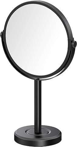 Matte Black 3X Magnification Rotating Makeup Mirror