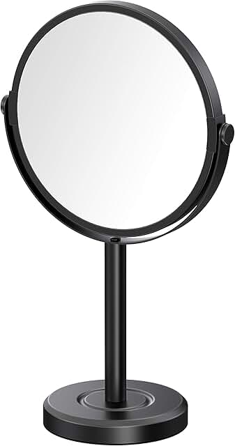 Matte Black 3X Magnification Rotating Makeup Mirror