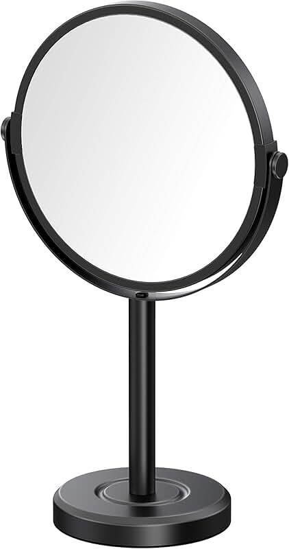 Matte Black 3X Magnification Rotating Makeup Mirror