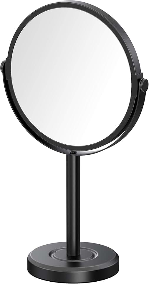 Matte Black 3X Magnification Rotating Makeup Mirror