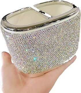 Large Rhinestone Makeup Organizer with Brush and Lipstick Storage