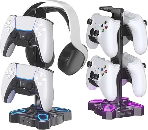 Gaming Headphone Stand with Light and USB Ports
