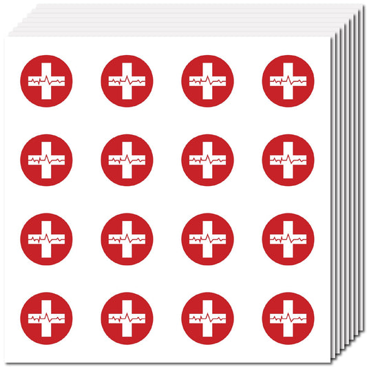 128 Red Cross Stickers for Water Bottles and More