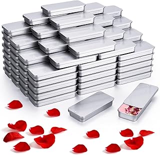Set of 100 Small Silver Rectangular Metal Tins