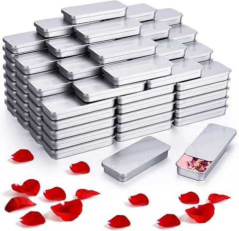 Set of 100 Small Silver Rectangular Metal Tins