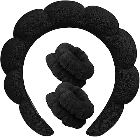 Soft Terry Cloth Spa Headband and Wristband Set