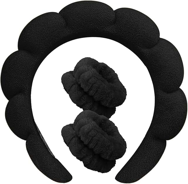 Soft Terry Cloth Spa Headband and Wristband Set