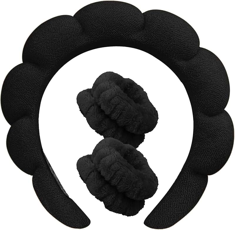 Soft Terry Cloth Spa Headband and Wristband Set