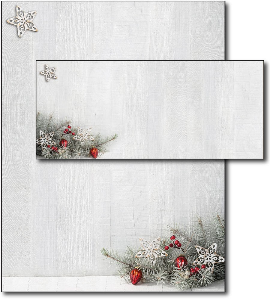 Woodsy Pine Letterhead and Envelopes, 40 Sets