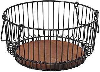 Ashford Centerpiece Wire Basket with Mango Wood Base