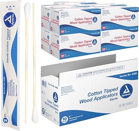 Sterile 6-inch Cotton Tipped Applicators, Pack of 2000