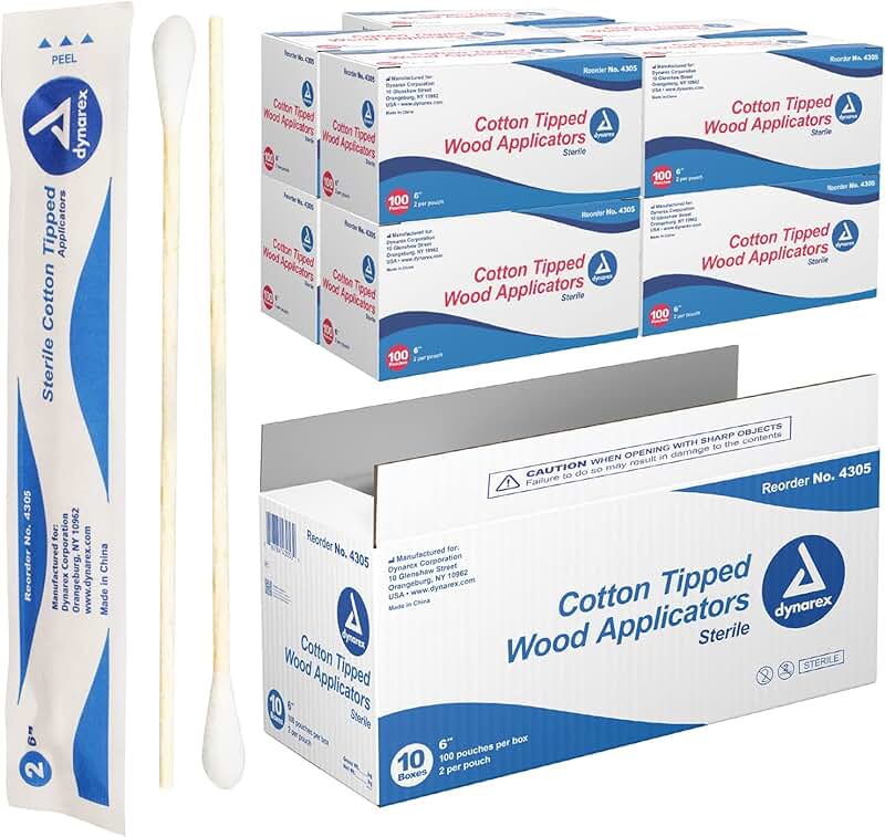 Sterile 6-inch Cotton Tipped Applicators, Pack of 2000