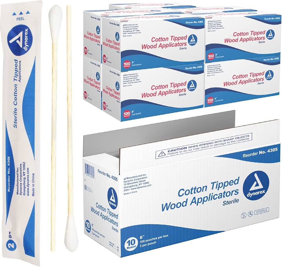 Sterile 6-inch Cotton Tipped Applicators, Pack of 2000