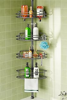 Corner Shower Caddy with Adjustable Tension Pole, 4 Tiers