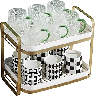 Two-Tier Cup and Mug Drying Rack with Removable Tray