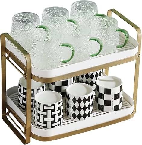Two-Tier Cup and Mug Drying Rack with Removable Tray