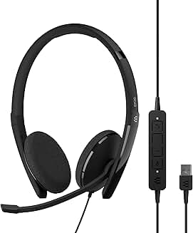 Wired double-sided headset with USB, stereo sound, and call control